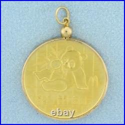 Chinese 1/2 oz Gold Panda Coin Pendant in 14k Yellow Gold Bezel