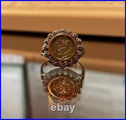 Chinese Panda Bear Coin 2.20Ct Real Moissanite Charm Ring 14K Yellow Gold Finish