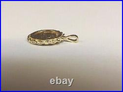Coin 20mm Pendant With Mexican Dos Pesos Vintage Pendant 14K Yellow Gold Finish