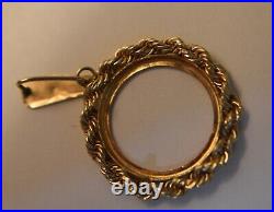 Coin Bezel Without Stone Frame Gorgeous Pendant 14k Yellow Gold Plated