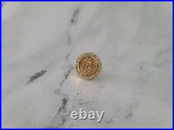 Coin Lady Liberty 2 Ct Moissanite Engagement Wedding Ring 14k Yellow Gold Finish