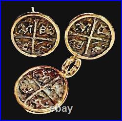 Coin Pendant & Earrings 14K Gold Sunken Treasure