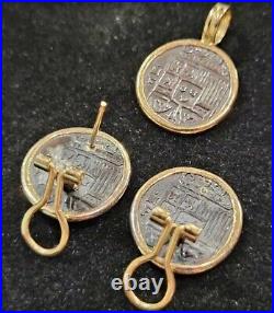 Coin Pendant & Earrings 14K Gold Sunken Treasure