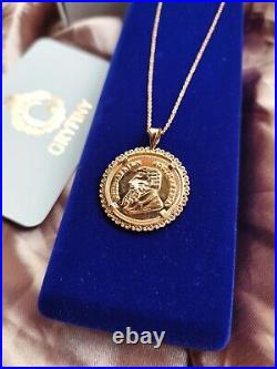 Coin Pendant With 14k Yellow Gold Finish 1984 South Africa Krugerrand Shape