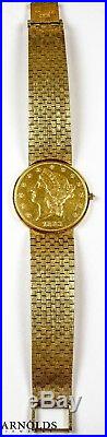 Corum 1883 $20 Liberty Coin, Mens, 18K Solid Yellow Gold, Quartz