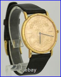 Corum 1895 Double Eagle $20 Coin 18K Yellow Gold 36mm Quartz Leather Band Watch