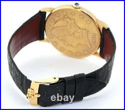 Corum 18K 1904 $20 Liberty coin men's watch with sapphire crown & original buckle