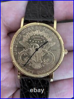 Corum 20 Dollars Double Eagle Yellow Gold Coin Year 1905 Mens Watch