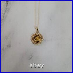 Created 2Ct Real Moissanite Panda Coin Vintage Pendant 14k Yellow Gold Finish