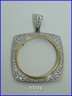 Custom 14k Gold & Pave Diamond Bezel for 30 mm Coin or Maple Leaf (bezel only)