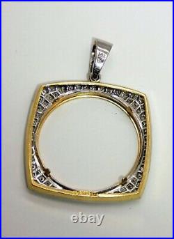 Custom 14k Gold & Pave Diamond Bezel for 30 mm Coin or Maple Leaf (bezel only)