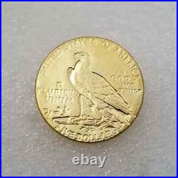 Custom 1910 Indian Head Eagle Dollar Coin Unisex 14K Yellow Gold Plated Silver