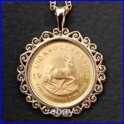 Custom Krugerrand Coin Wedding Pendant for Women in 14k Yellow Gold Plated