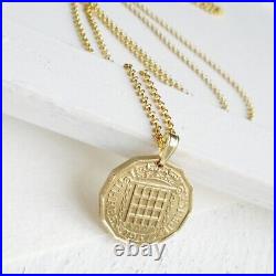 Customize Year New Round Coin Bezel Charm Pendant 14k Yellow Gold Plated