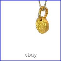 David Yurman Shipwreck Coin Amulet 22k Yellow Gold Pendant & Pouch