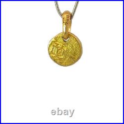 David Yurman Shipwreck Coin Amulet 22k Yellow Gold Pendant & Pouch