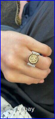 Dos Pesos Gold Coin Ring in 14kt Yellow Gold