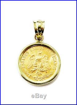 Dos Pesos Mexican 2 Pesos Gold Coin Necklace Charm Pendant Eagle In Front