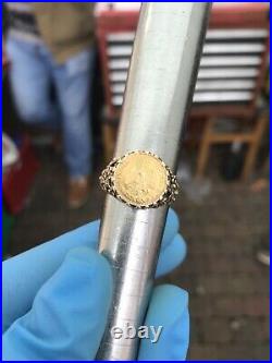 Dos Pesos coin Ring 9ct Yellow Gold Ring- 5.3g size Size Q