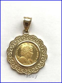 Elizabeth Coin Pendant 2007and Set in 14K Yellow Gold