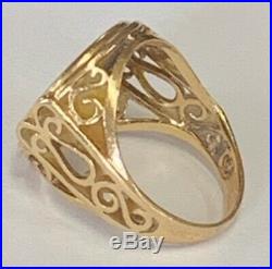 Estate 1/25oz Isle of Mann Cat Crown 999 Gold Coin Ring 14K Gold Size 5