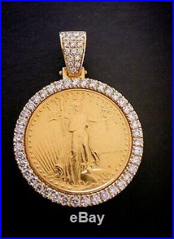 Estate 1/2 Oz. American Eagle $25 Gold Coin Diamond Pendant 2.5 Carat