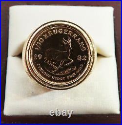 Estate Coin Krugerrand 1/10 oz. Ring Mounting 14K Yellow Gold