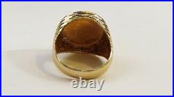 Estate Coin Krugerrand 1/10 oz. Ring Mounting 14K Yellow Gold
