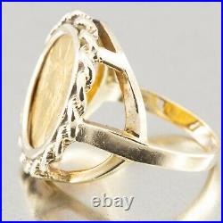 Estate Ladies 14k Yellow Gold Liberty Coin Ring 1/20 ozt Coin SIZE 5
