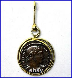 Exquisite 14K Yellow Gold and Ancient Roman Coin Pendant