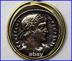 Exquisite 14K Yellow Gold and Ancient Roman Coin Pendant