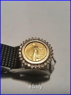 Fine 5 Dollar Gold Coin Diamond Yellow Gold Jewelry Ring