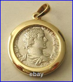GENUINE 9K 9ct SOLID Gold FRAME ANCIENT SOLID SILVER ROMAN COIN Pendant