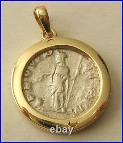 GENUINE 9K 9ct SOLID Gold FRAME ANCIENT SOLID SILVER ROMAN COIN Pendant