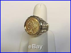 GENUINE INDIAN HEAD 2 1/2 DOLLAR GOLD COIN 14K Mens RING MOUNTING 12 grams
