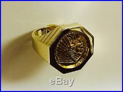 GENUINE INDIAN HEAD 2 1/2 DOLLAR GOLD COIN in 14K GENTS RING MOUNTING