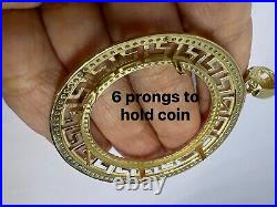 GOLd Bezel 50 pesos pendant 14k mexican centenario coin frame bisel cz SOLID oro