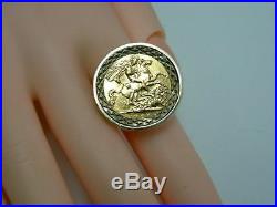 Gents 22ct Gold 1925 George V Half Sovereign Coin In 9ct Gold Ring Mount