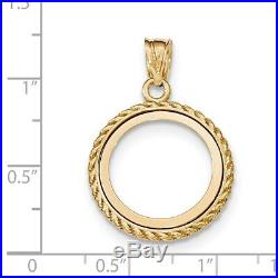 Genuine 14k Yellow Gold Casted Rope 1/10 oz American Eagle Coin Bezel