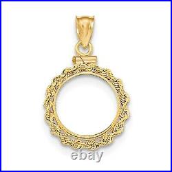 Genuine 14k Yellow Gold Rope Screw Top One 1 Dollar Coin Bezel