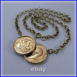 Genuine 1908 & 1914 Half-Sovereign Coins on 17 Necklet Holly Willoughby style
