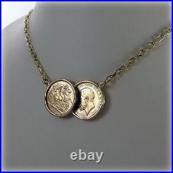Genuine 1913 Georgian Half-Sovereign Coins on 18 Necklet Holly Willoughby style