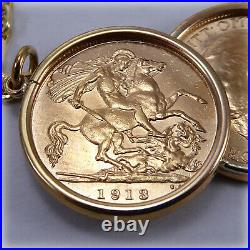 Genuine 1913 Georgian Half-Sovereign Coins on 18 Necklet Holly Willoughby style