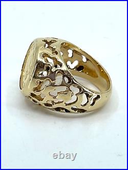 Genuine $1.00 U. S. Gold Coin in 14k Yellow Gold Ring Size 5.25
