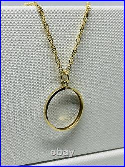 Genuine 9ct Yellow Gold Sovereign Pendant Mount Necklace 18 New