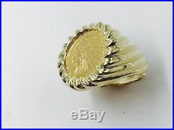 Genuine Indian Head 2 1/2 Dollar Gold Coin Gents Ring Mounting 14k Gr 14