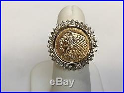 Genuine Indian Head 2 1/2 Dollar Gold Coin Ring Mounting 14k 6gr. 93 Tcw