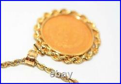 Gold 1897 20 Franc Coin 14kt Yellow Gold Pendant Necklace