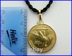 Gold 1915 $10 Indian Head Eagle Coin (1/2 oz. Gold) Pendant-14K Yellow Gold Bezel