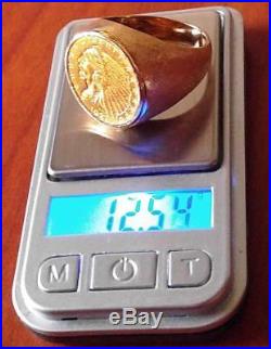 Gold $2.50, 1927 Coin on a Large. Beautiful 14k Yellow Gold Ring